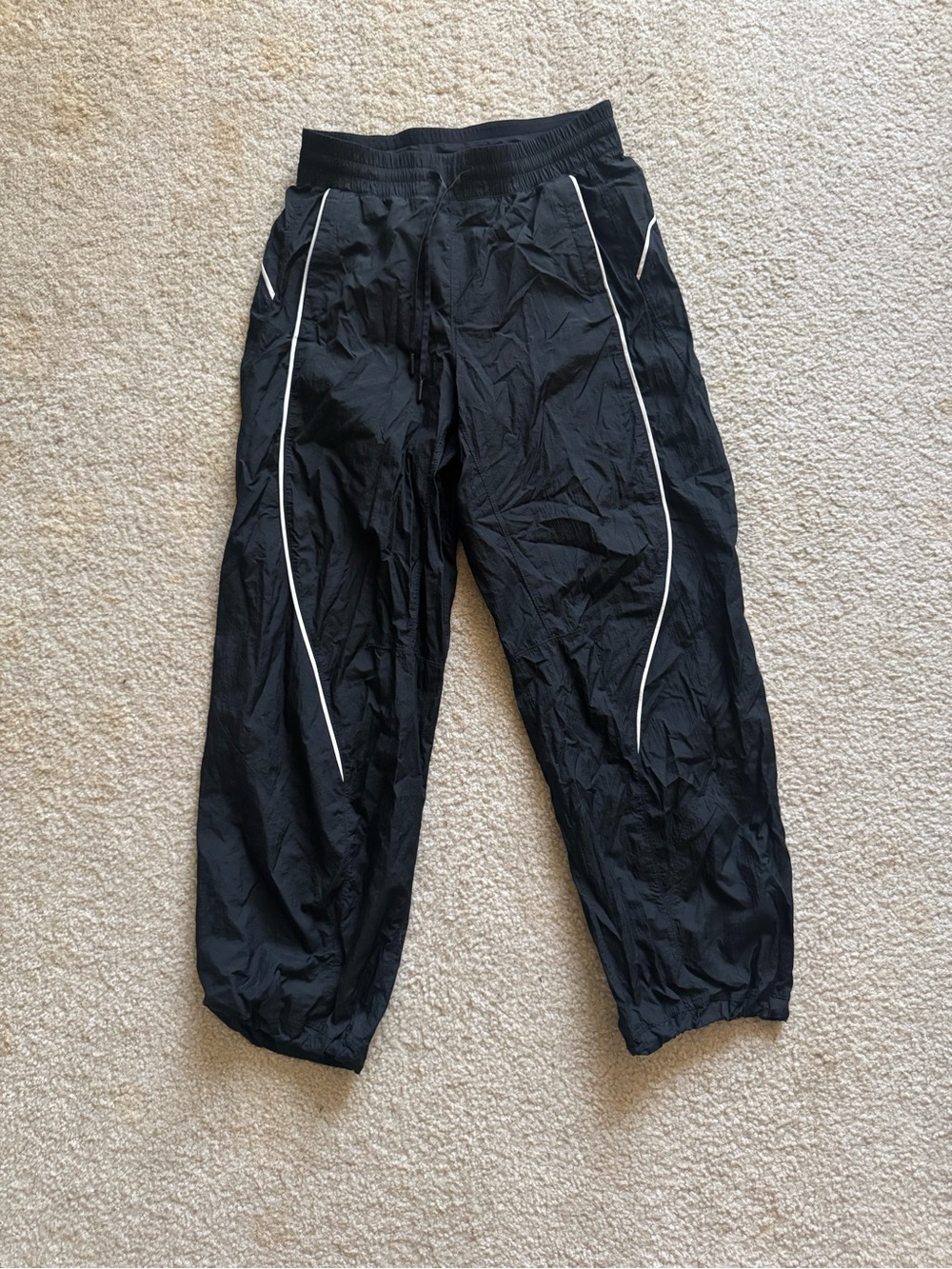 lululemon athletica Black Jogger Track Pants with White Piping